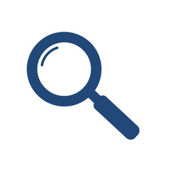Simple Blue Magnifying Glass Icon with Handle