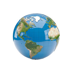 Naklejka premium Realistic digital rendering of planet earth showing north and south america and europe on a dark backdrop transparent background