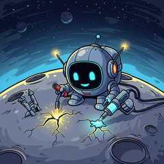 Robot Repairing the Moon