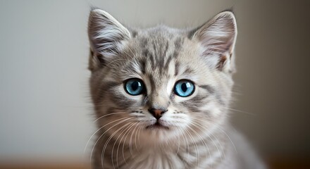 Obraz premium Cute gray kitten with blue eyes