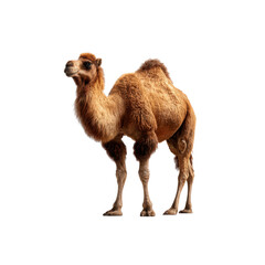 Bactrian Camel Standing Profile on Black Background