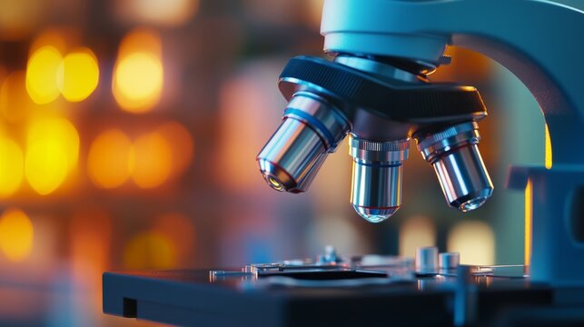 Microscope observation of microbial life in a laboratory setting science experiment indoor environment close-up angle research innovation