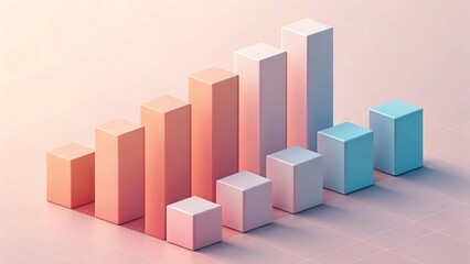 3D Gradient Bar Chart in Pink and Blue Tones