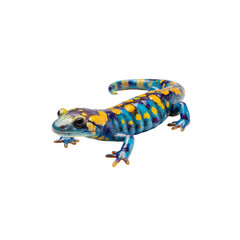 Fototapeta premium Vibrant Blue and Yellow Salamander Isolated on Black Background