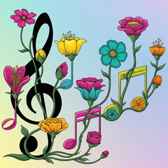 Music Notes Growing as Flowers