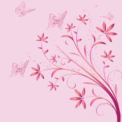A beautiful red gradient floral pattern with delicate flowers, set against a soft pink background.