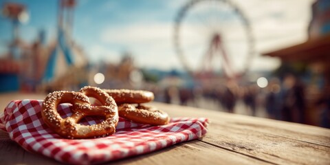 Enjoying Soft Pretzels at the Fair: The Perfect Snack Delight for a Day Filled with Fun, Games, and Thrilling Rides in the Summer Sunshine