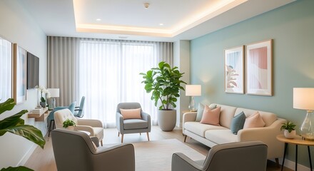 Anxiety therapy session with calming interiors