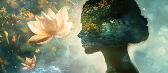 Woman's Silhouette Overlaid with Nature's Textures