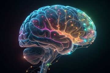 Fototapeta premium Glowing Human Brain: Neural Network Visualization