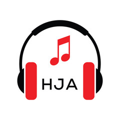 HJA Headphone  Company logo. HJA Music logo design for entrepreneur and business. HJA best Branding icon.
