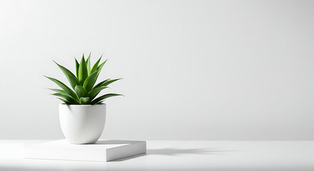 Minimalist White Studio Succulent In Ceramic Pot Radiates Calm And Simplicity