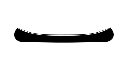 A classic canoe boat presented as a simple black silhouette icon from a side profile view.