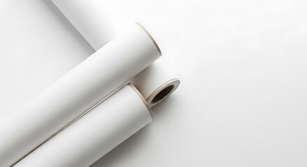 White Rolls of Paper or Fabric.