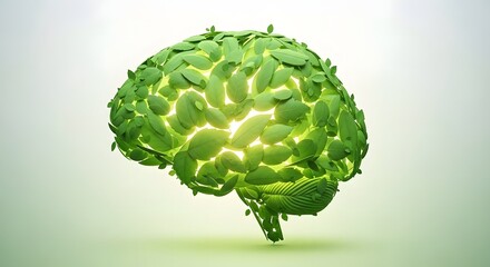 Psychiatry wellness concept with green leaf brain