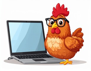 Funny Chicken on Zoom Call Meme Illustration
