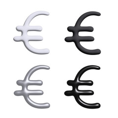 3d euro currency symbol set Single element for design