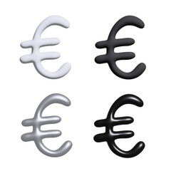 3d euro currency symbol set Single element for design
