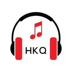 HKQ Headphone  Company logo. HKQ Music logo design for entrepreneur and business. HKQ best Branding icon.
