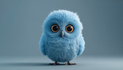 Obraz premium Azure Fluffball. A Gentle Gaze into the Unknown, Eyes Wide with Wonder.