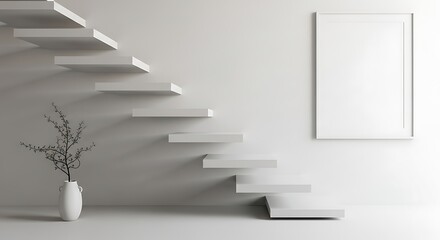 Obraz premium Modern Minimalist Staircase Interior Design.