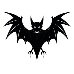 a-striking-black-silhouette-of-a-bat-with-outstret.eps