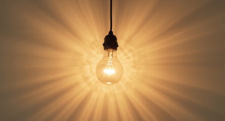 Illuminated Filament. A Study in Light and Form, Featuring a Hanging Bulb.