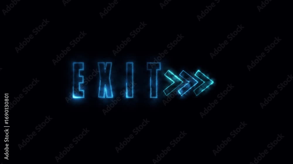Poster digital transition neon exit sign animation cyberpunk style sci fi game ui element abstract backgrou