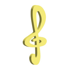 3d treble clef. Hand drawn musical symbol. Single element for print, web, design, decor, logo