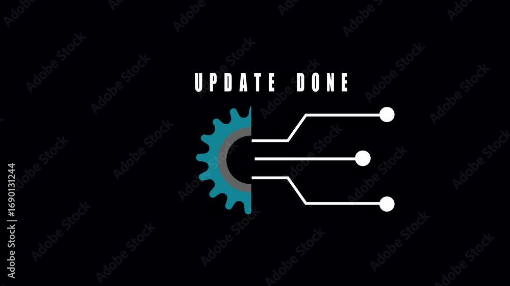 Poster Animated abstract gear circuit board teal gray white tech design seamless loop perfect for innovation. Teal gray abstract gear circuit board animation minimalist tech design seamless.