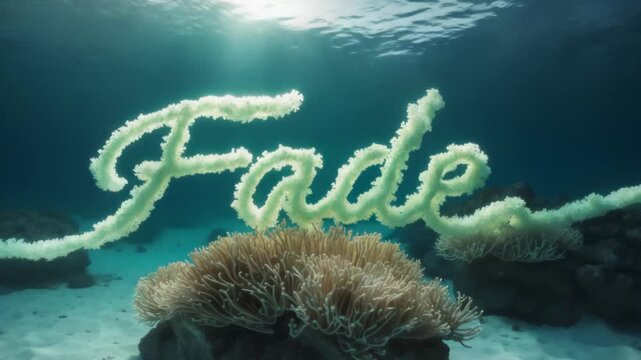 Fade Word Glowing And Drifting Over Ocean Seabed