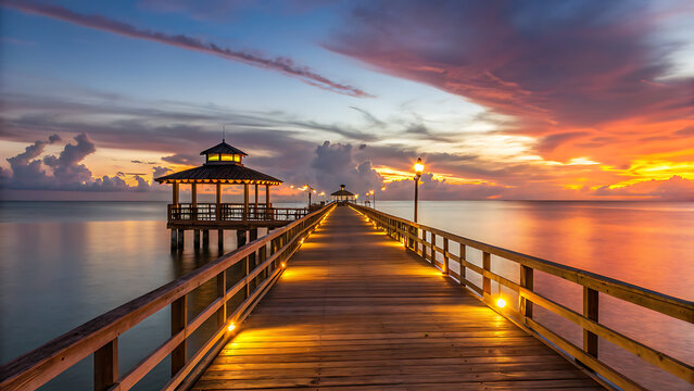 Fototapeta sunset on the pier