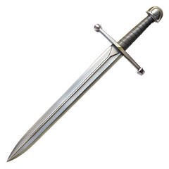 Ancient steel knight sword isolated on transparent background
