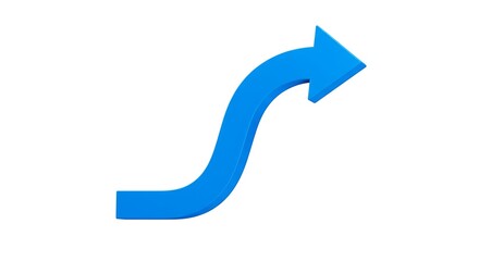 Blue Curved Arrow Pointing Upward Direction.