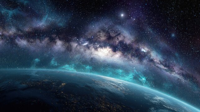 Stunning Space Galaxy View With Earth