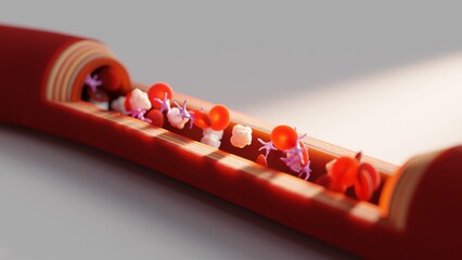 The image shows how the blood vessel system works along with other components such as fat.