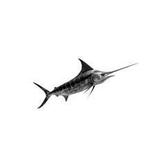 Fototapeta premium Majestic Black Marlin A Striking Monochrome Underwater Portrait