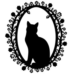 black and white cat frame, vector, cat, frame, illustration, silhouette, design, border, floral, black, art, animal, ornament, flower, decoration, Halloween, pattern, vintage, pet, decor, element, swi