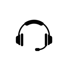 Fototapeta premium A simple black headset icon, representing customer service or communication.