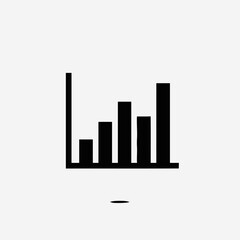 Simple black and white bar graph illustration showing upward trending data.