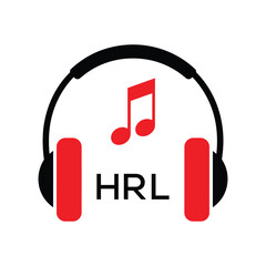 HRL Headphone  Company logo. HRL Music logo design for entrepreneur and business. HRL best Branding icon.
