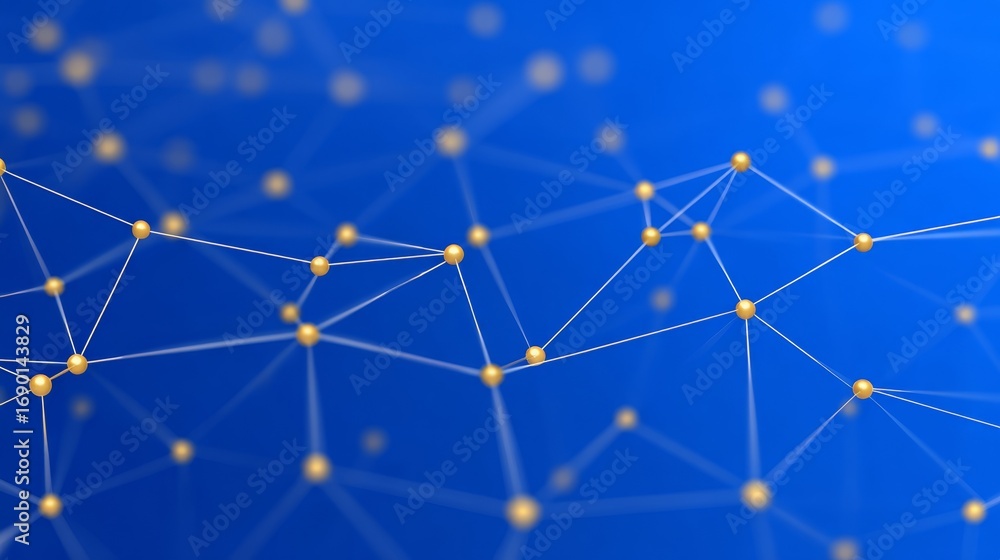 Poster connecting the dots, a deep dive into networks, links, and data visualization on blue background.