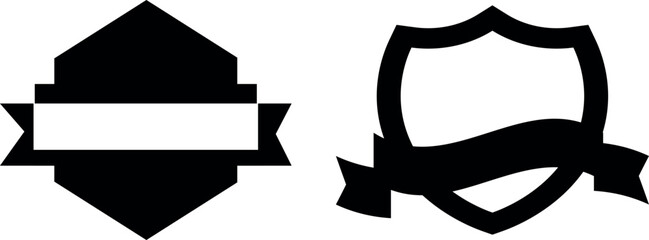 Collection of Decorative Badges and Ribbons for Design Projects