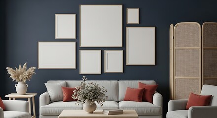 Stylish Living Room with Artwork and Cozy Sofa.