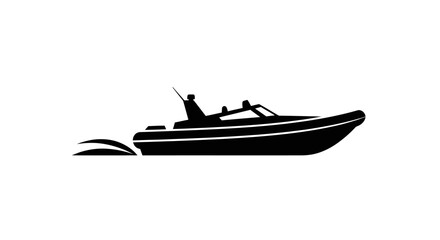 Silhouette of a Motorboat with Angler Aboard.