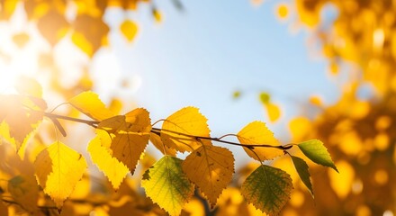 Obraz premium Golden Autumn Leaves in Sunlight