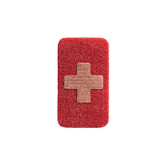 Fototapeta premium Red Medical Bandage with Cross Symbol - First Aid, Healthcare Concept