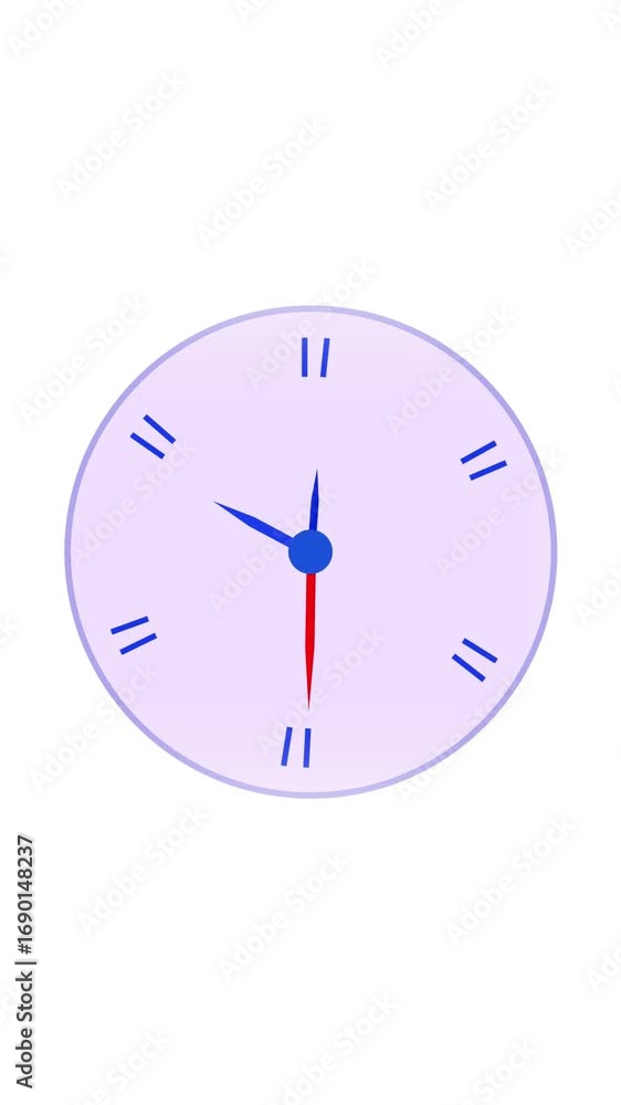 Poster vertical video animated clock face minimalist design purple lavender time hands tick tock second min
