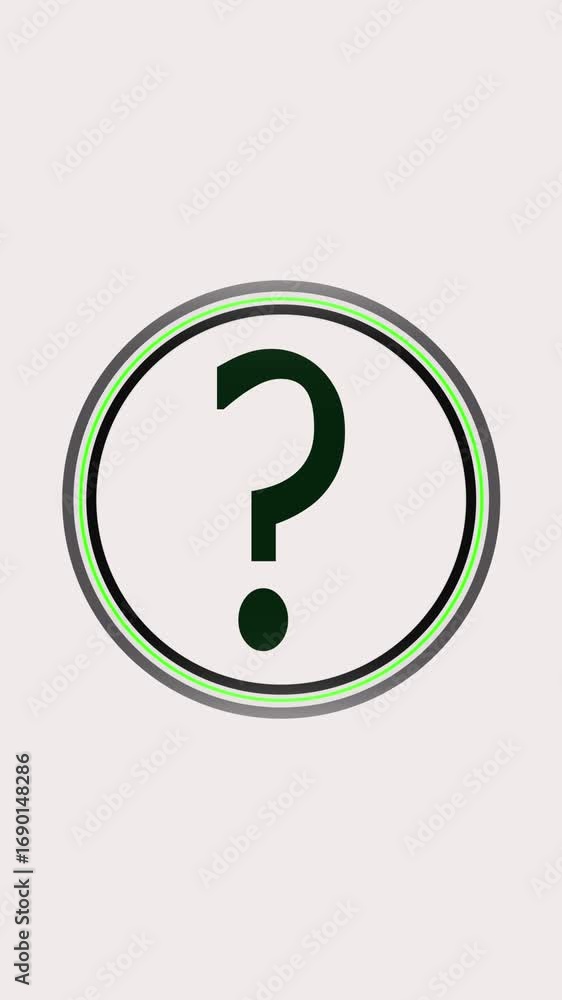 Aufkleber animated question mark icon vertical video green black grey circle seamless loop abstract background