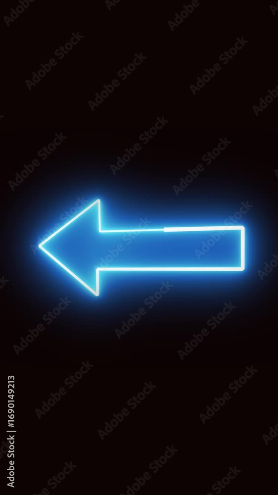 Aufkleber dark background abstract motion graphics seamless loop vertical video. glowing neon left arrow anima